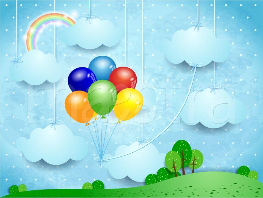 Фотообои Луг с воздушными шарами
